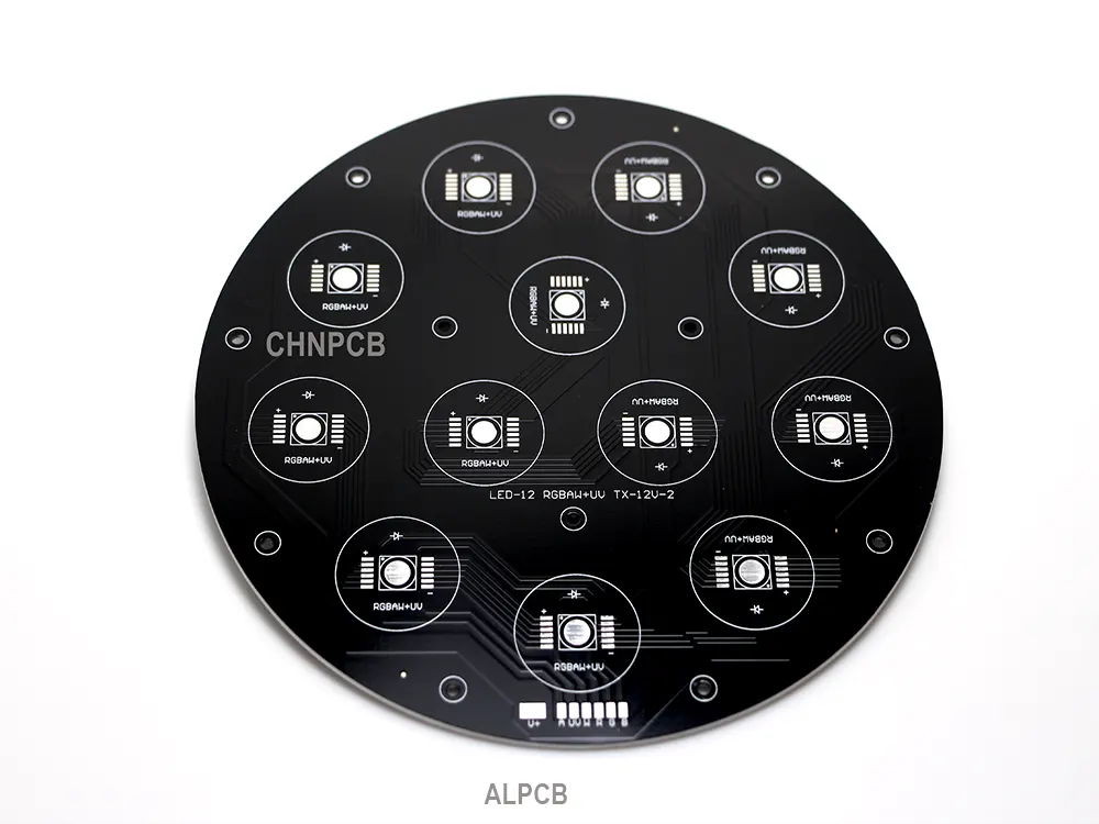 Black solder mask HASL aluminum PCB round shape 12-channel LED China